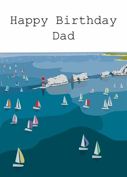 Send birthday wishes with this 'Sailing Boats at Cowes Week Isle of Wight Dad Birthday Card'.
