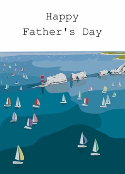 Send Father's Day wishes with this 'Sailing Boats at Cowes Week Isle of Wight Father's Day Card'.