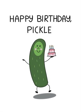 In a pickle about what birthday card to buy? Say happy birthday to the special pickle in your life with this cute card! Designed by Schnauzer Scribbles.