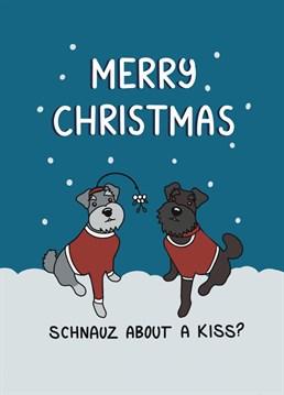 Say Merry Christmas to your better half with this cute dog design featuring two schnauzer dogs. The perfect card to send to your husband, wife, girlfriend, boyfriend or partner.