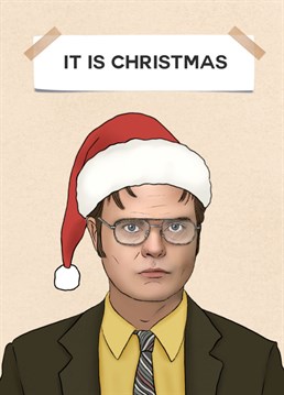 Wish your loved one a merry Christmas with this funny Dwight Schrute card! Perfect for any fans of the Office!