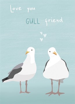 Send your girlfriend or best friend this cute seagull illustrated Anniversary card. Perfect for a bird lover or seaside romance.