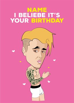 A birthday card perfect for A massive Justin Bieber fan! A card designed by Tache
