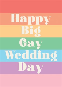 Yaay! They're getting married! Share their celebrations with this happy rainbow Wedding card from Thinkling Creative.