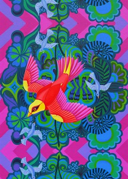 There are some occasions when a tweet just won't cut it. Swoop in with this vibrant card (and over 280 characters) by Tattersfield Designs.