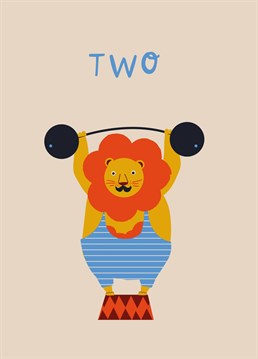 Put a smile on children's faces with this quirky circus animal themed 2nd birthday card designed by Betiobca