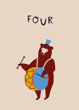 Put a smile on children's faces with this quirky circus bear fourth birthday card designed by Betiobca!