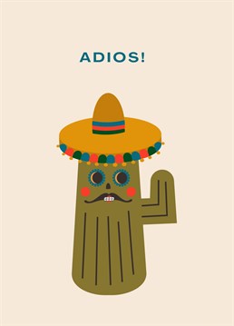 Wave goodbye to your colleagues with this funny illustrated cactus card