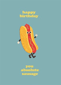 Sometimes your friends are a right old sausage. Wish them a happy birthday with this funny retro hot dog card designed by Betiobca!
