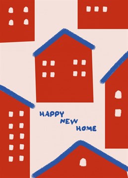Congratulate your friends on their new home with this charming illustrated houses housewarming card!