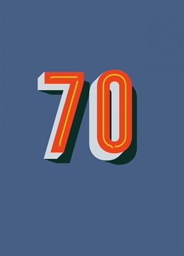 Congratulate your friend's 70th birthday in style with this colourful retro typographic card