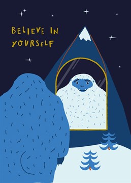 Let your friends know you're thinking of them and boost their confidence with this positive illustrated yeti card by Betiobca