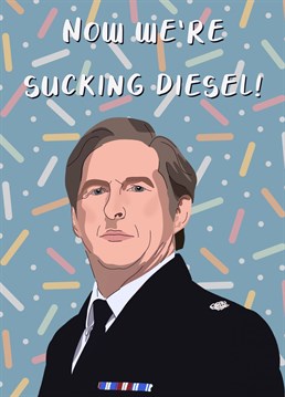 Say a massive congratulations with this 'Line of Duty' card. Perfect for those who love watching ted Hastings catch those bent coppers. Also great to say well done, thank you and much more. Designed by The Girl Next Draw.