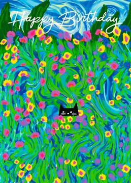 Send someone special this cat hiding in the flowers card, to make them smile.