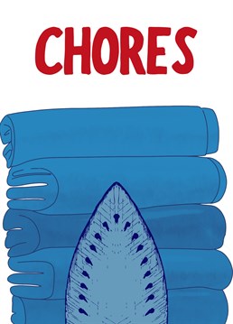 The perfect card for the movie fan or pun lover in your life, send a laugh with this very silly play on "Jaws". Well, a pile of ironing is just as scary as a killer shark...