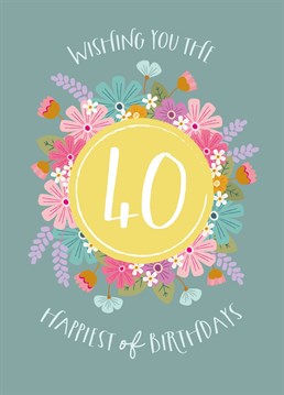 Wish a special someone the happiest of 40th birthdays with this pretty floral card by The Pattern Press.