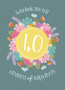 Wish someone special a happy 40th birthday with this floral illustrated card by The Pattern Press