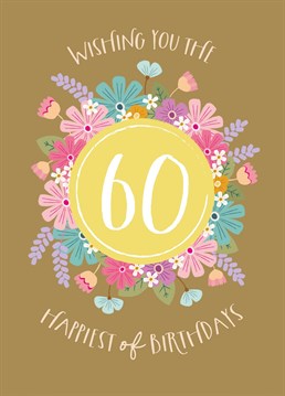 Wish your loved one the happiest of 60th birthdays with this pretty floral illustrated card from The Pattern Press