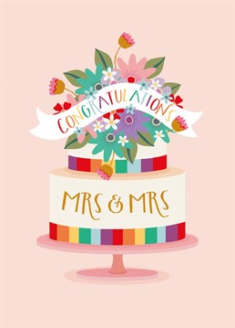 Congratulate a lovely couple with this colourful, pride themed cake card from The Pattern Press