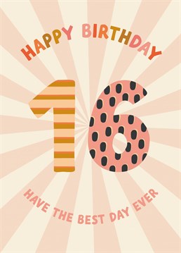 Wish your loved one a happy 16th birthday with this colourful 16 card from The Pattern Press