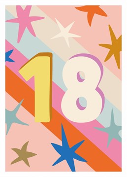 Wish your loved one a happy 18th birthday with this colourful card.