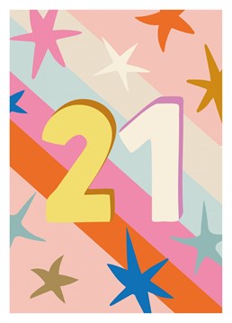 Wish someone special a happy 21st birthday with this bright 21 card.