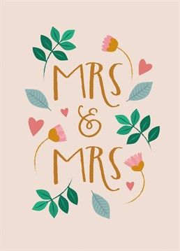 Congratulate a new Mrs and Mrs, with this pretty, bohemian wedding card from The Pattern Press