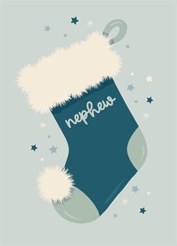 Wish your little Nephew a Merry Christmas with this cute stocking card