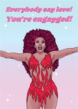 This card is perfect to send to your fav LGBTQ+ couple to congratulate them on their engagement! Inspired by Ru Paul. Original illustration by The Queer Store.