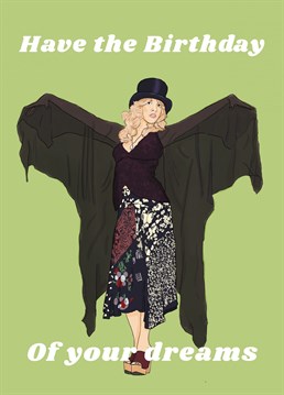 This Birthday card is perfect for Stevie and Fleetwood Mac fans! Original illustration by The Queer Store.