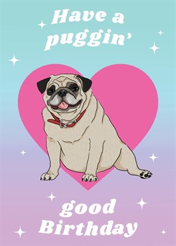 This Birthday card is perfect for pug lovers! Original illustration by the queer store