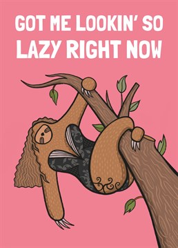 I bet you've never seen a sloth that looks this sexy. Well, I'm sorry to tell you that she's taken - by Lay-Z. Send this silly lyrics Birthday card to a Queen Bey fan and make their day. Designed by Tishy Tashy.