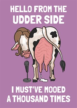 Amoose a friend with this udderly fantastic moo-sic pun Birthday card, featuring the one and only 'Uddele'. Designed by Tishy Tashy.