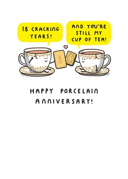 Celebrate 18 cracking years with this funny 18th anniversary card!