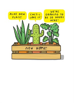 Plant some happiness with this funny, cute new home card.