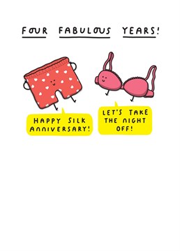 Take the night off and celebrate that 4th anniversary with this funny card!
