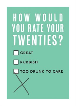 We really rate this birthday card for twenty-somethings!