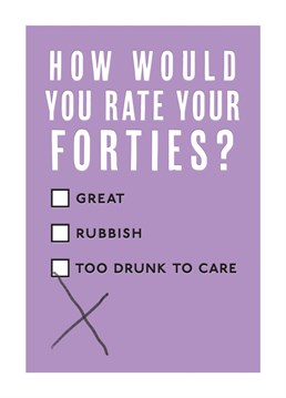 We really rate this funny Birthday card for 40 somethings!