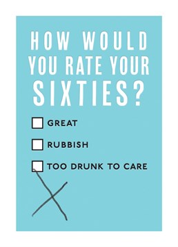 We really rate this funny Birthday card for 60 somethings!