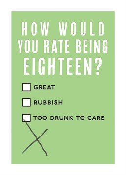 We really rate this funny Birthday card for 18 year olds!