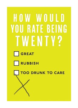 We really rate this funny Birthday card for 20 year olds!