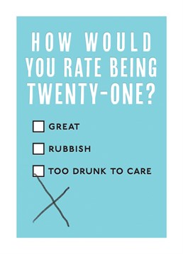 We really rate this funny 21st birthday card!
