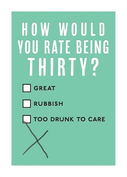 We really rate this funny 30th birthday card!