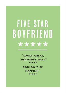 We really rate this funny birthday card for a five-star boyfriend!