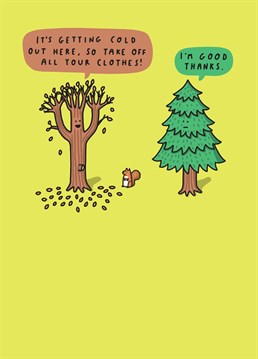 Pine trees are such prudes - or deciduous trees are a little too eager, you decide! Make them laugh with this hilarious Birthday card from Tillovision.