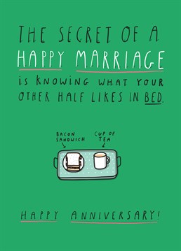 You just can go wrong with breakfast in bed when it comes to making your partner happy! Stand the test of time with this Tillovision Anniversary card.