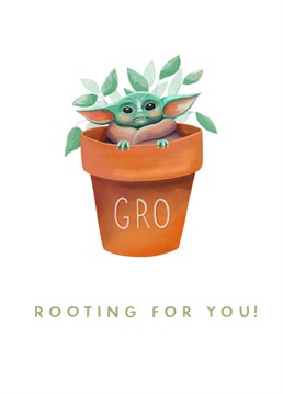 Let little Grogu cheer your loved one on with this adorably illustrated encouragement card! They'll love it whether they're a Mandalorian fan or not! Designed by URGHH Card Co.