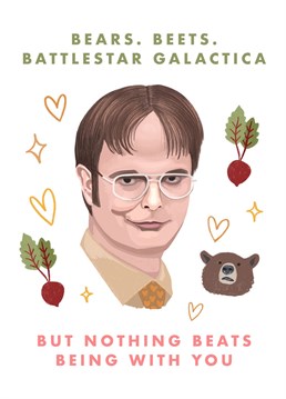 Nothing 'beets' a Anniversary card with your favourite character from The Office - Not to mention some adorable illustrations of Dwight's favourite topics!