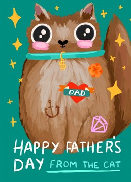 Wish your favourite kitty cat dad a happy father's day with this adorable cat card complete with quirky tattoos and the fluffiest brown furr!