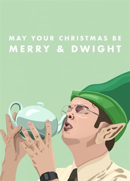 There's nothing like Dwight shoving a teapot up his nose to say Merry Christmas! Inspired by The Office by URGHH Card Co.